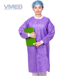 Blouse de laboratoire SMS non tissée médicale jetable avec poignets tricotés